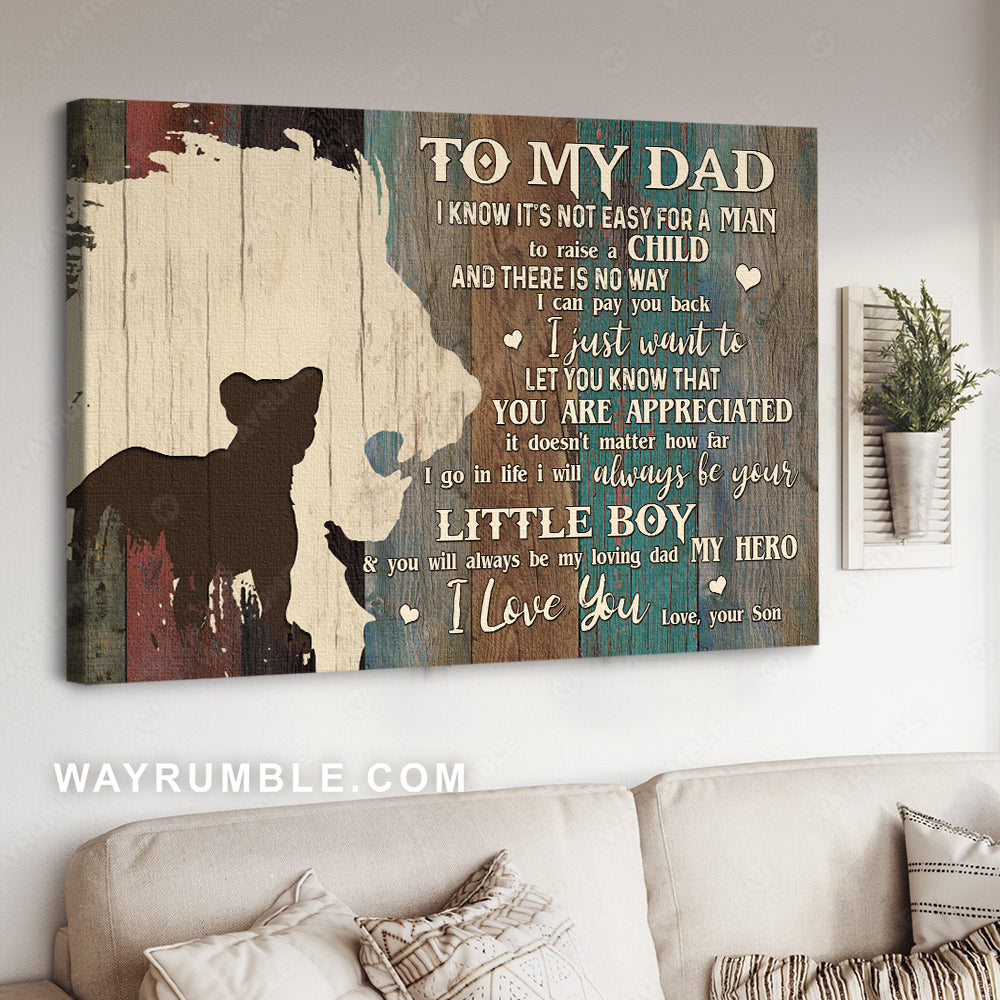 Son to dad, Animal painting, Lion King, I will always be your little boy - Family Landscape Canvas Prints, Wall Art