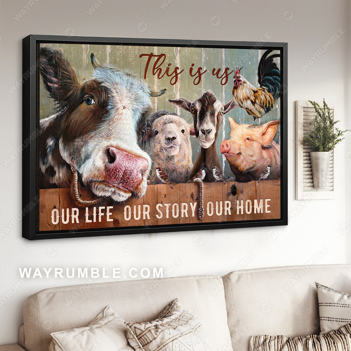 Watercolor dairy cow, Happy farm, Animal drawing, This is us - Family Landscape Canvas Prints, Wall Art