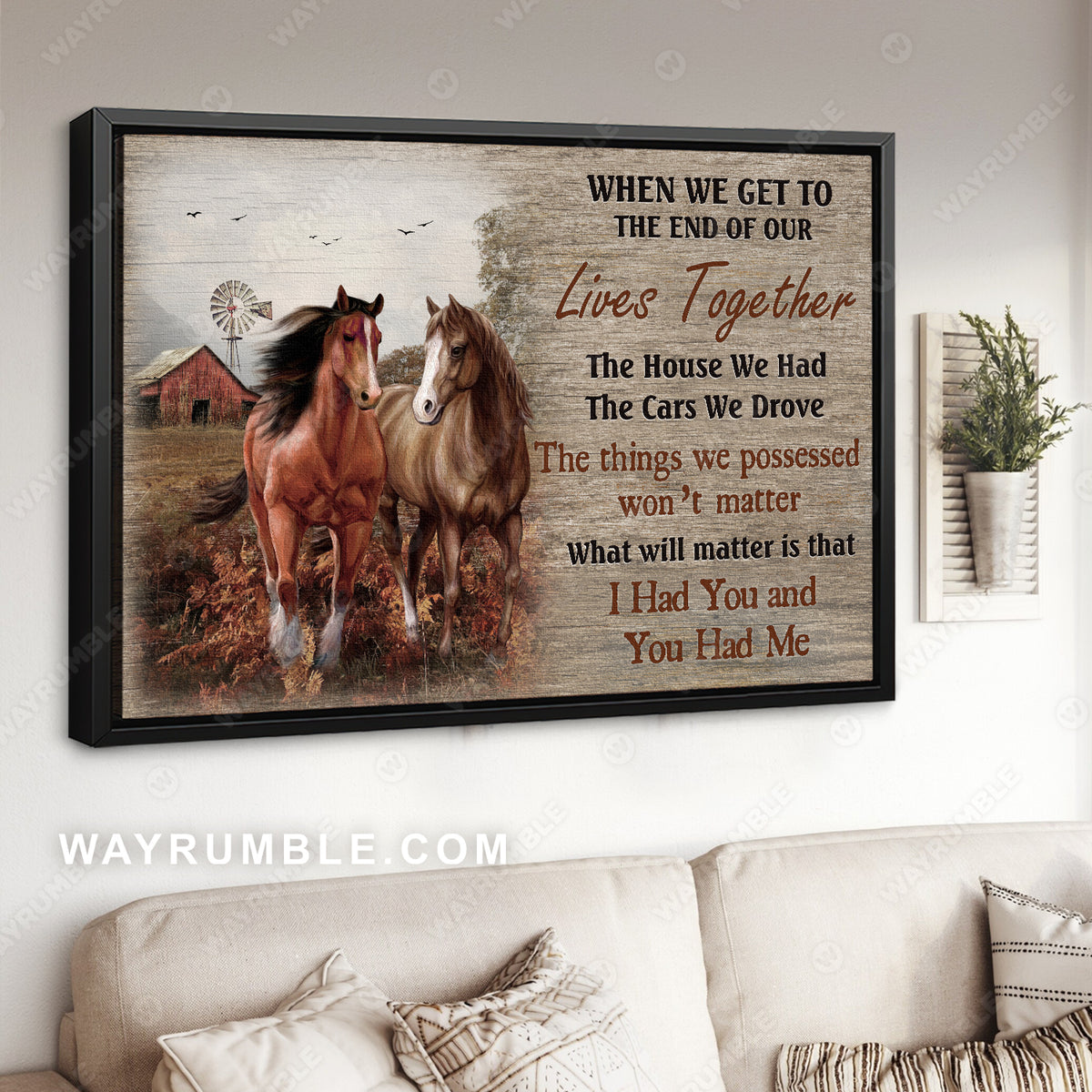 Beautiful horse, Countryside painting, Windmill, I had you and you had me - Family Landscape Canvas Prints, Wall Art