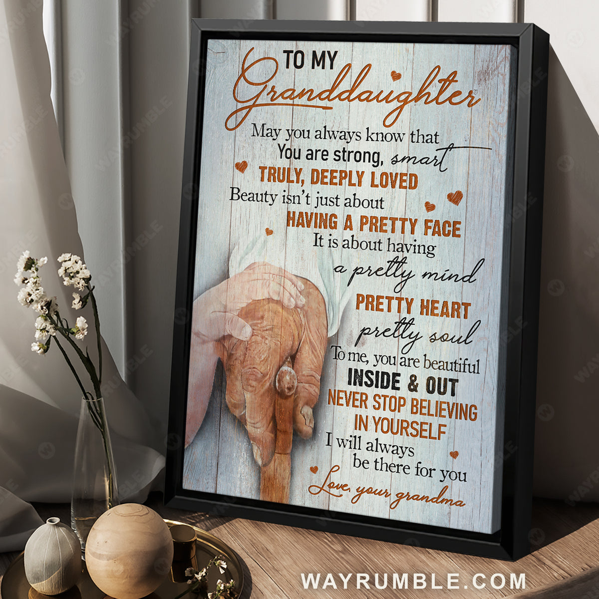 Grandma to granddaughter, Take my hand, Baby hand, I will always be there for you - Family Portrait Canvas Prints, Wall Art