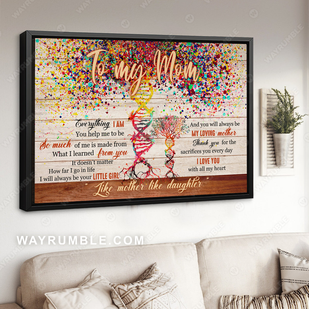 Daughter to mom, ADN symbol, Colorful painting, Like mother like daughter - Family Landscape Canvas Prints, Wall Art