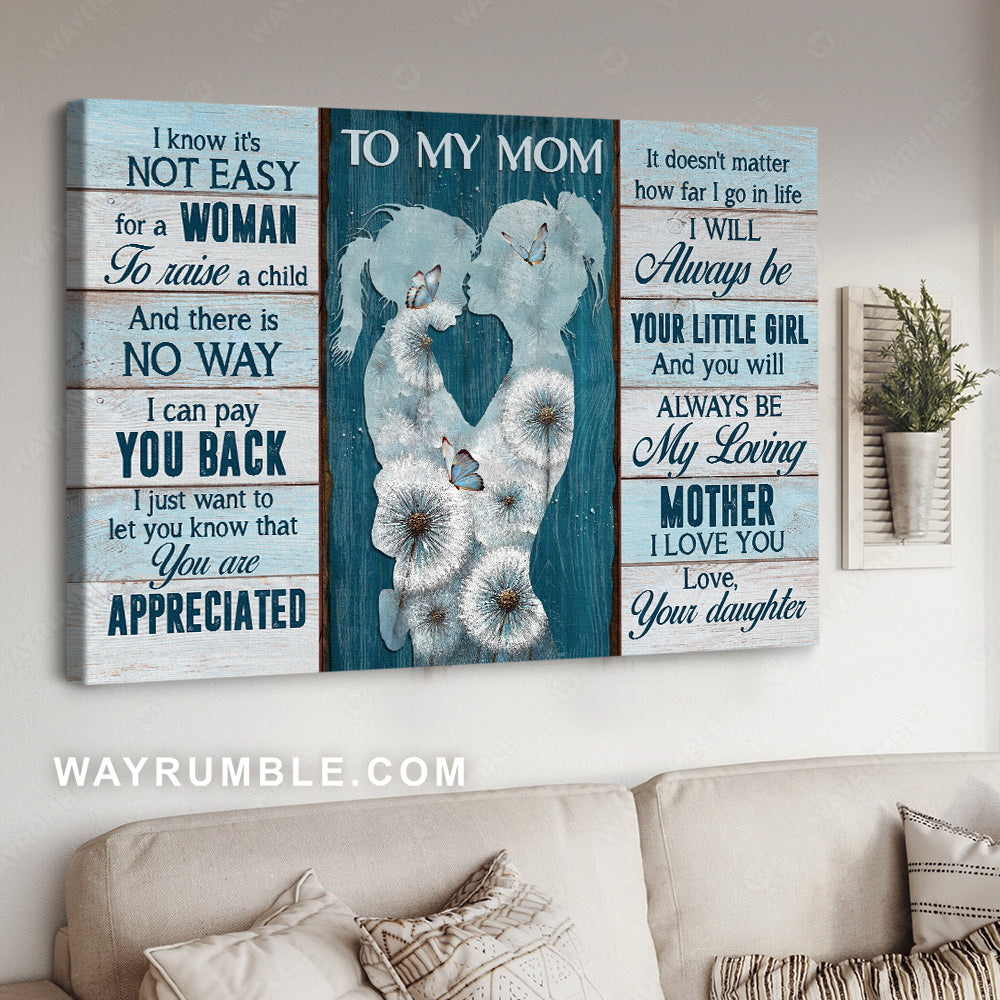 Daughter to mom, Dandelion painting, Gift for mother, I love you - Family Landscape Canvas Prints, Wall Art