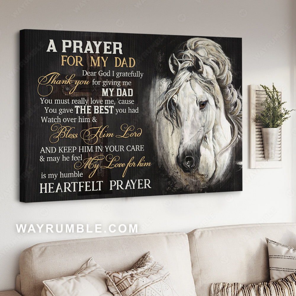 White horse drawing, Gift for father, Thank you for giving me my dad - Family Landscape Canvas Prints, Wall Art