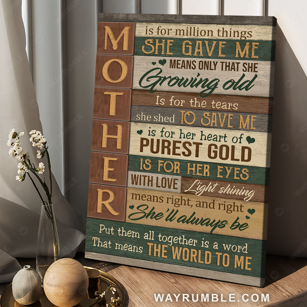 Daughter to mom, Gift for mother, That means the world to me - Family Portrait Canvas Prints, Wall Art