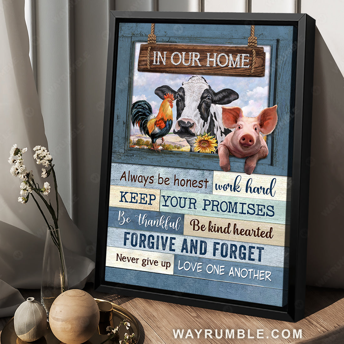 Dairy cow painting, Watercolor rooster, Cute pig, In our home - Family Portrait Canvas Prints, Wall Art