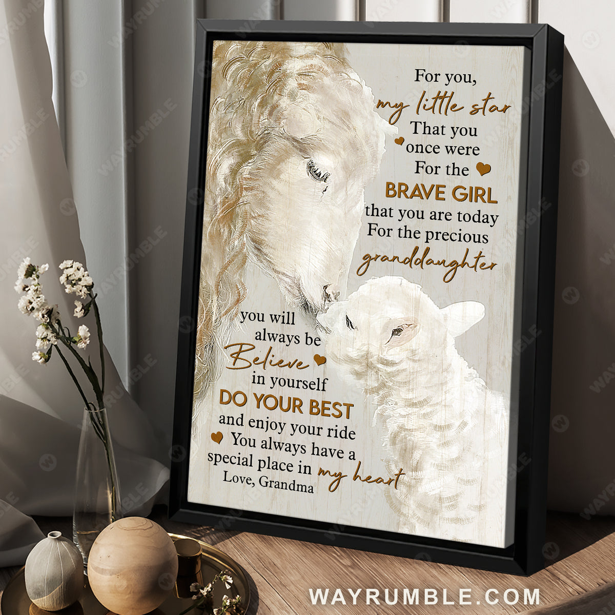 Grandma to granddaughter, White lamb, Gift for family, Always be believe in yourself - Family Portrait Canvas Prints, Wall Art