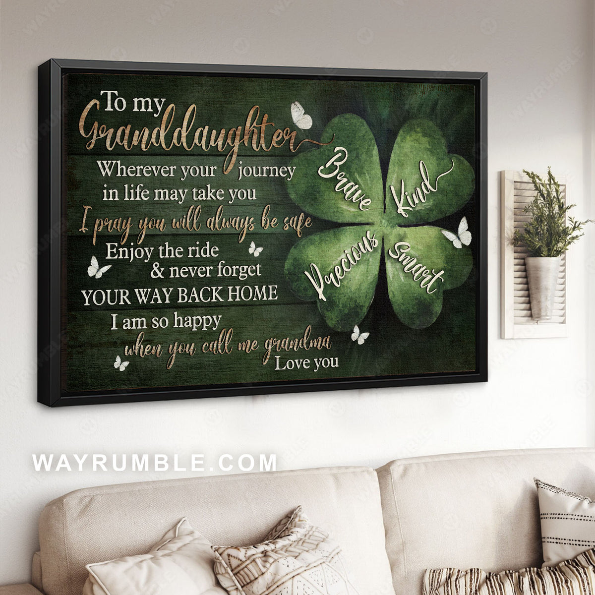Grandma to granddaughter, Four-leaf clover, I pray you will always be safe - Family Landscape Canvas Prints, Wall Art