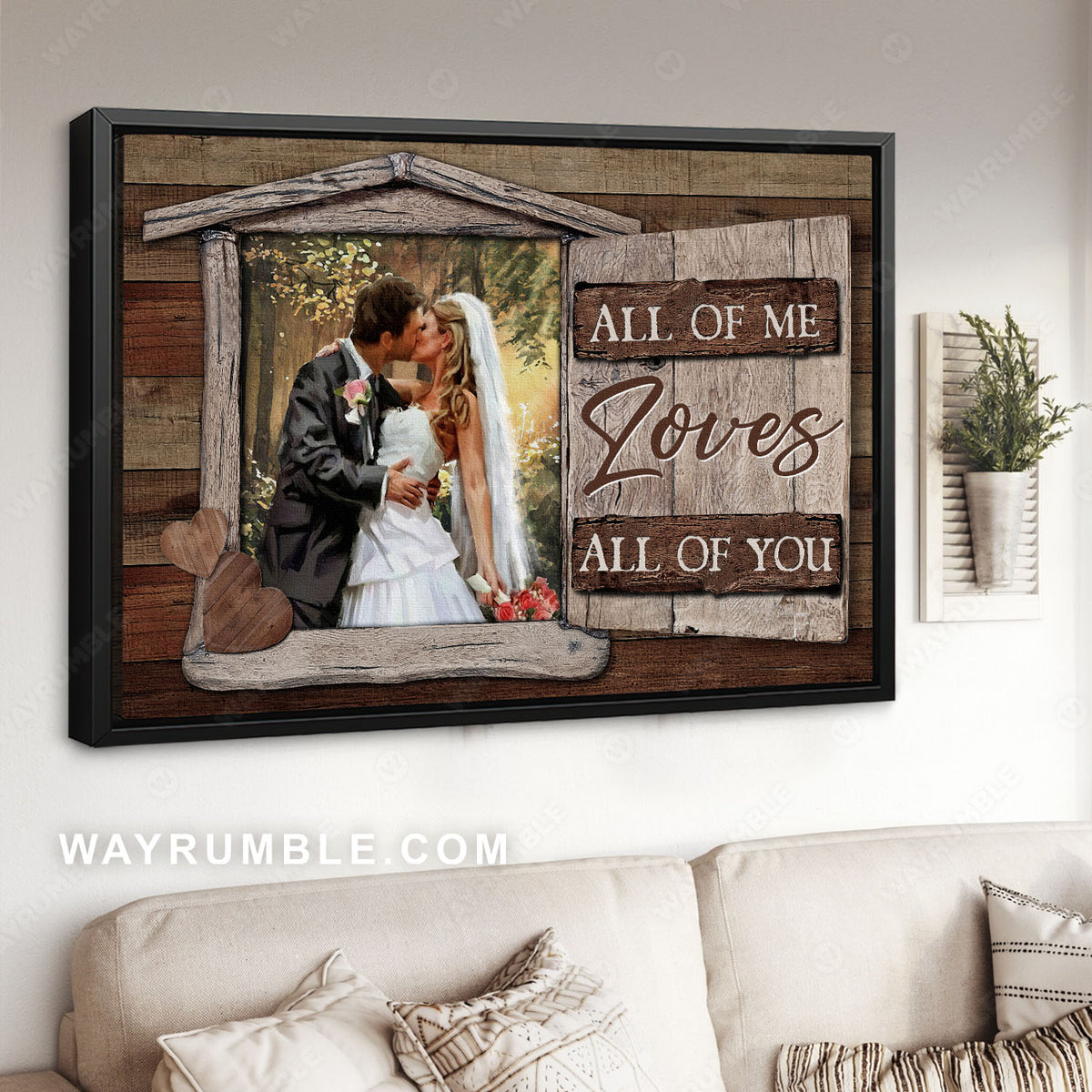 Our wedding day, Sweet kiss, All of me loves all of you - Family Landscape Canvas Prints, Wall Art