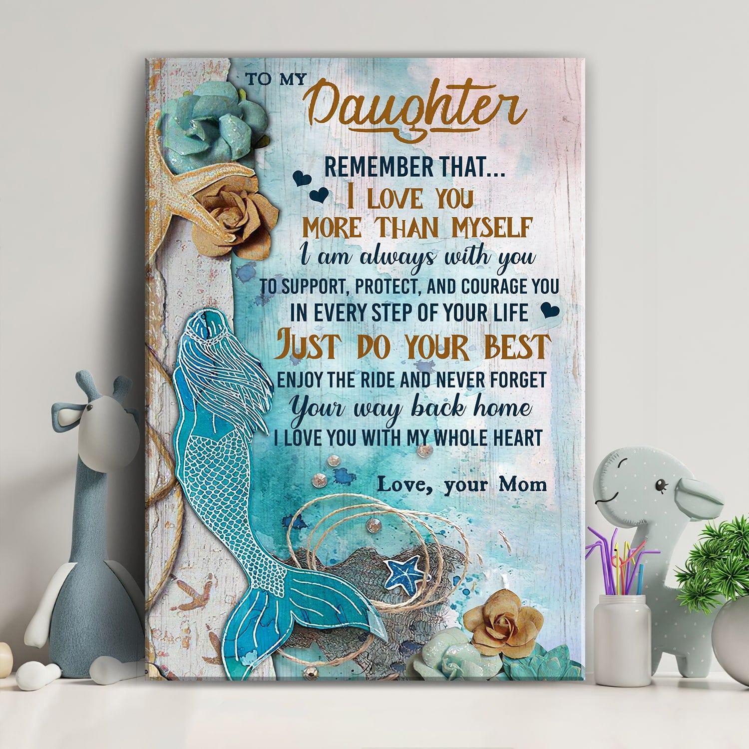 Mom to daughter, Mermaid, I'm always with you in every step of your life - Family Portrait Canvas Prints, Wall Art