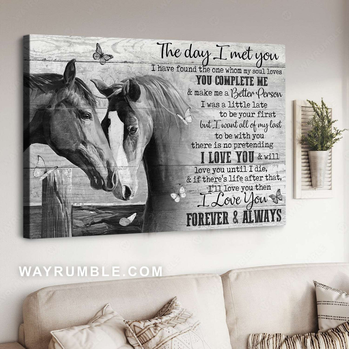 Dream horses, Male horse, Female horse, The day I met you - Family Landscape Canvas Prints, Wall Art