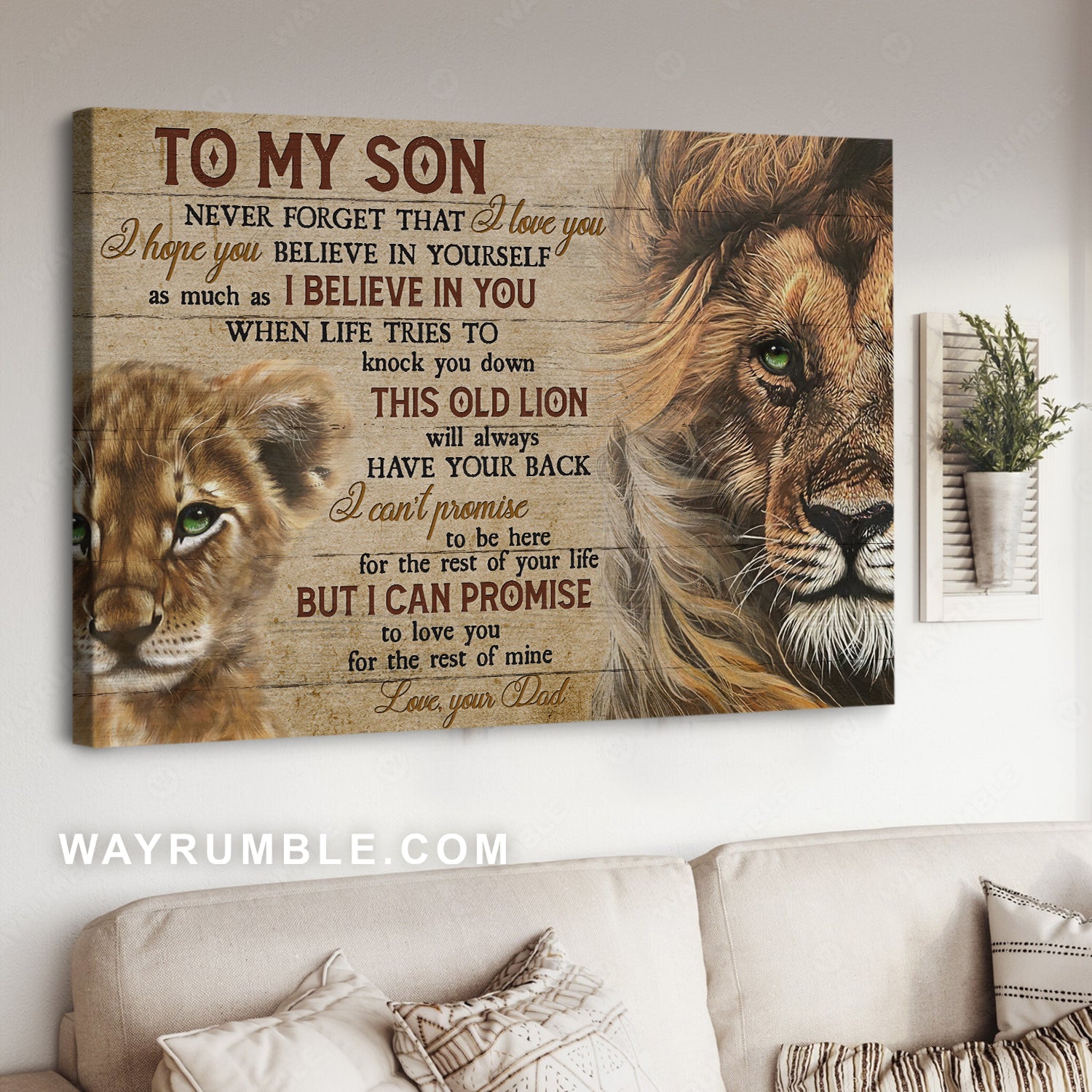 Dad to son, Lion king, Lion cub, Lion and cub - Family Landscape Canvas Prints, Wall Art