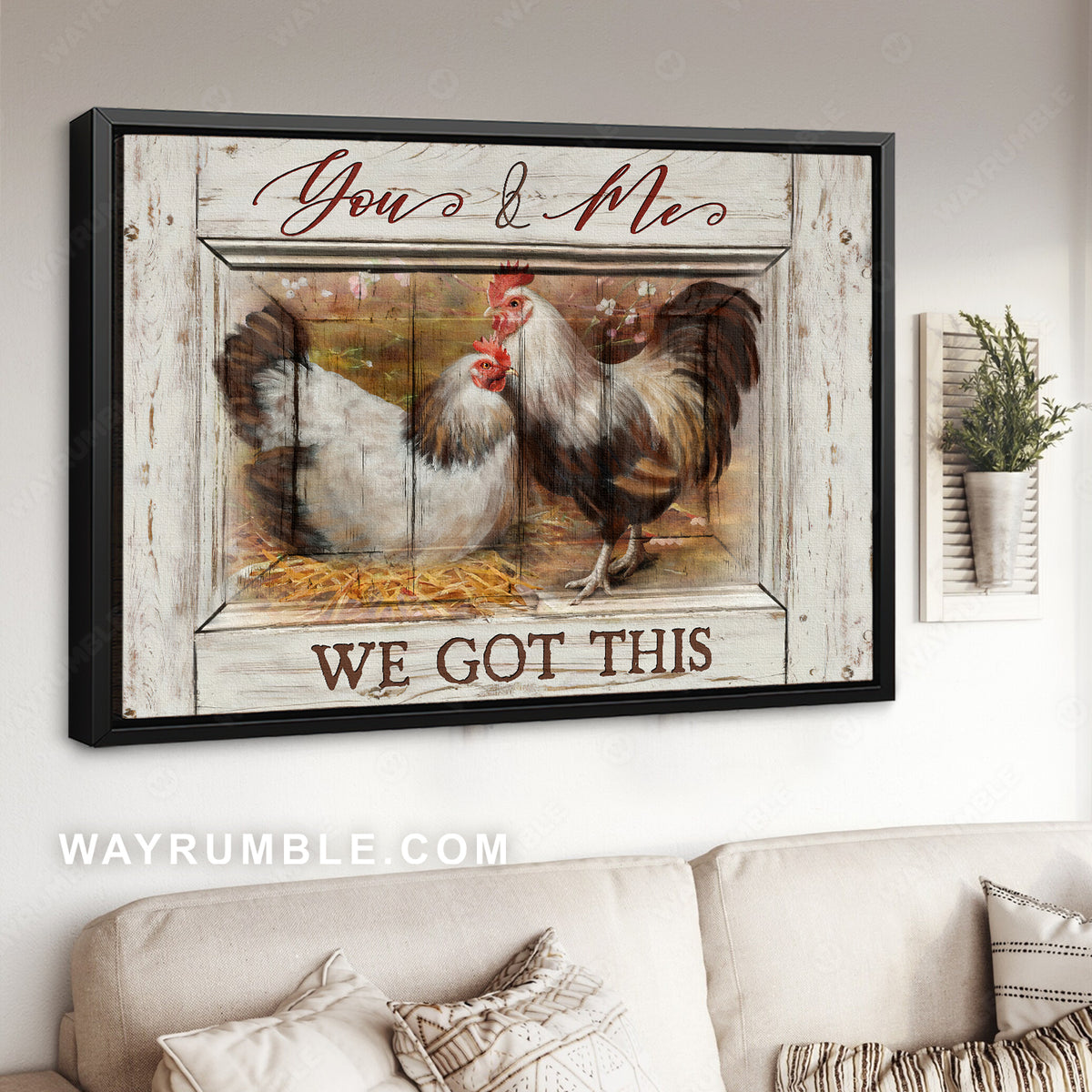Male chicken, Female chicken, Farm life, You and me - Family Landscape Canvas Prints, Wall Art
