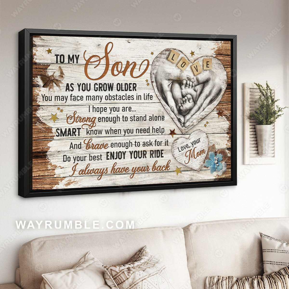 Mom to son, Mom hand, Baby feet - Family Landscape Canvas Prints, Wall Art