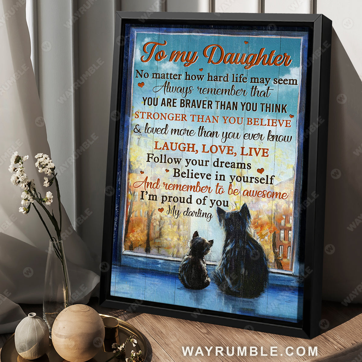 To my daughter, Cat family, You are braver than you think - Family Portrait Canvas Prints, Wall Art