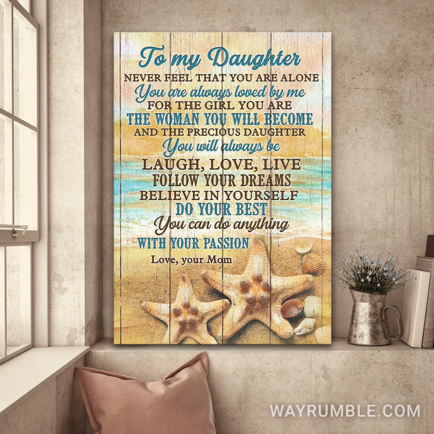 Mom to daughter, Starfish Family, You are always loved by me - Family Portrait Canvas Prints, Wall Art