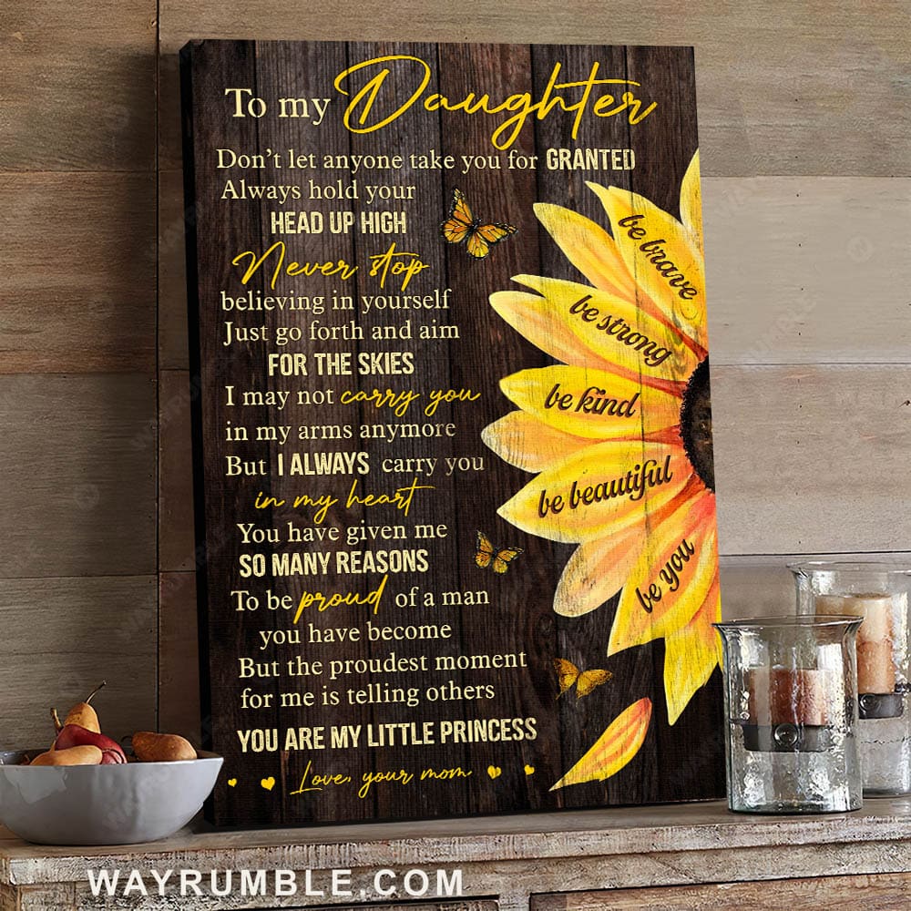 Mom to daughter, Sunflower painting, I always carry you in my heart - Family Portrait Canvas Prints, Wall Art