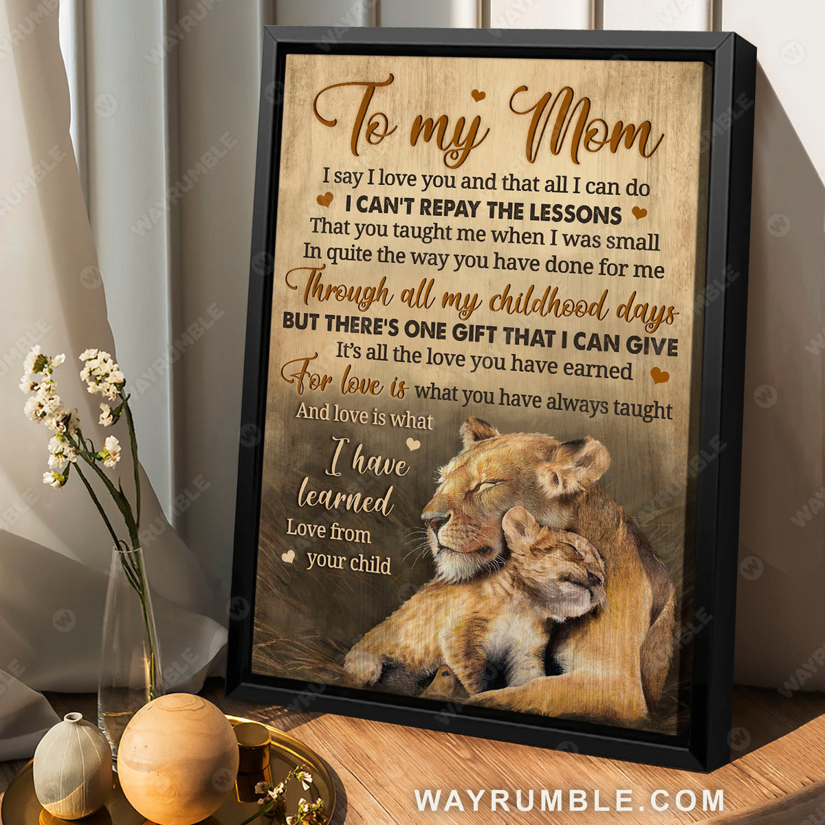 Child to mom, Lion painting, I can&#39;t repay the lessons - Family Portrait Canvas Prints, Wall Art