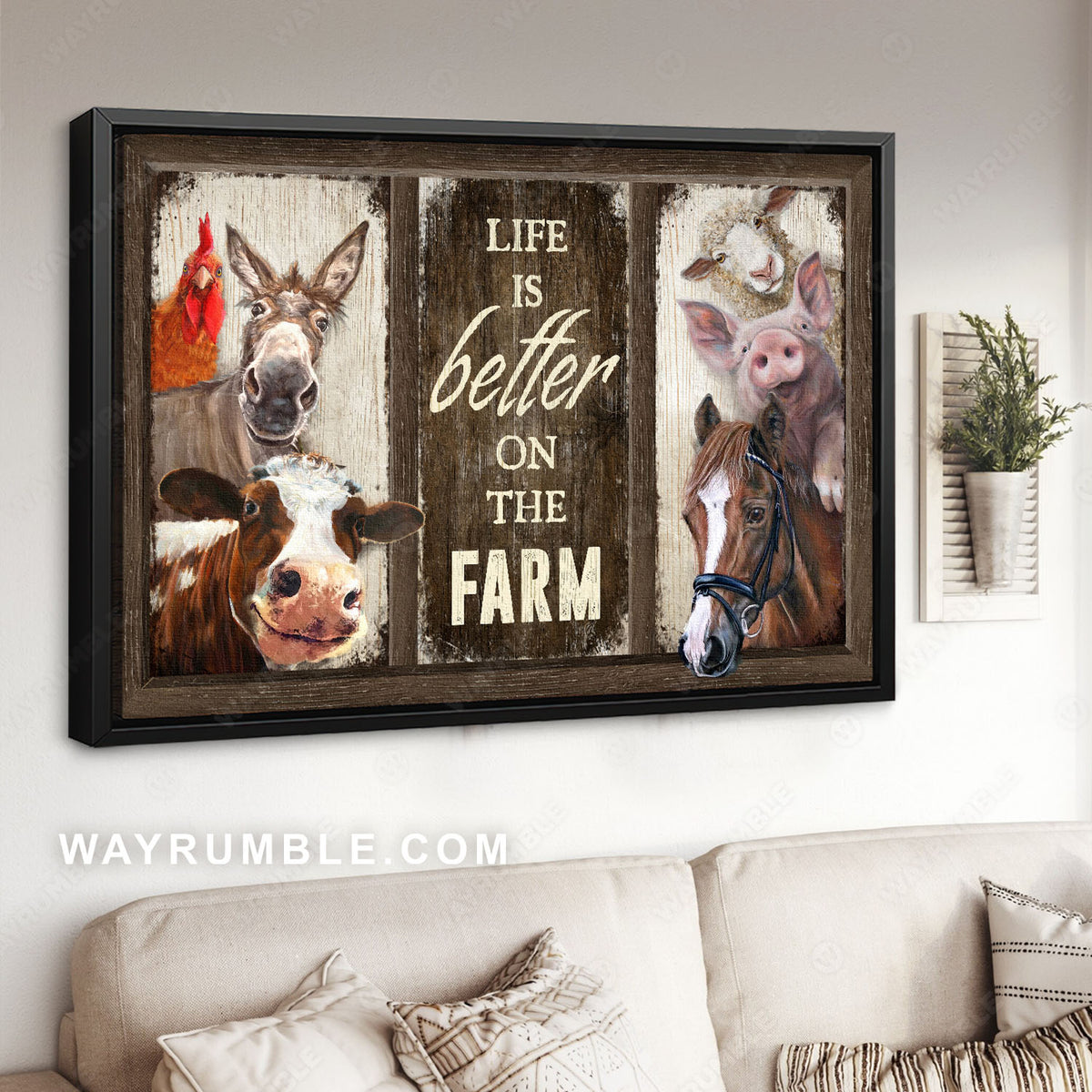 Farm animals, Cattle painting, Farm life, Life is better on the farm - Family Landscape Canvas Prints, Wall Art