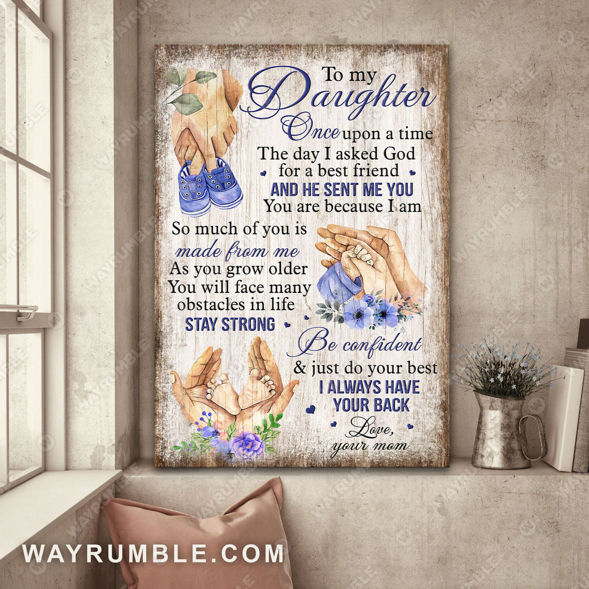 Mom to daughter, Little hand, Baby foot, I always have your back - Family Portrait Canvas Prints, Wall Art