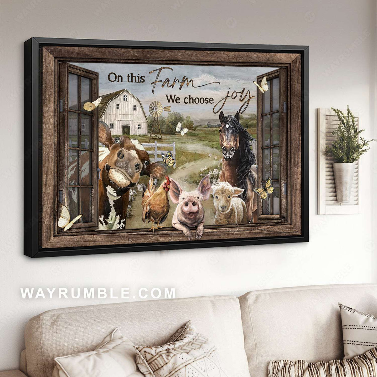 Farm animal, Farm life, Happy farm, On this farm we choose joy - Family Landscape Canvas Prints, Wall Art