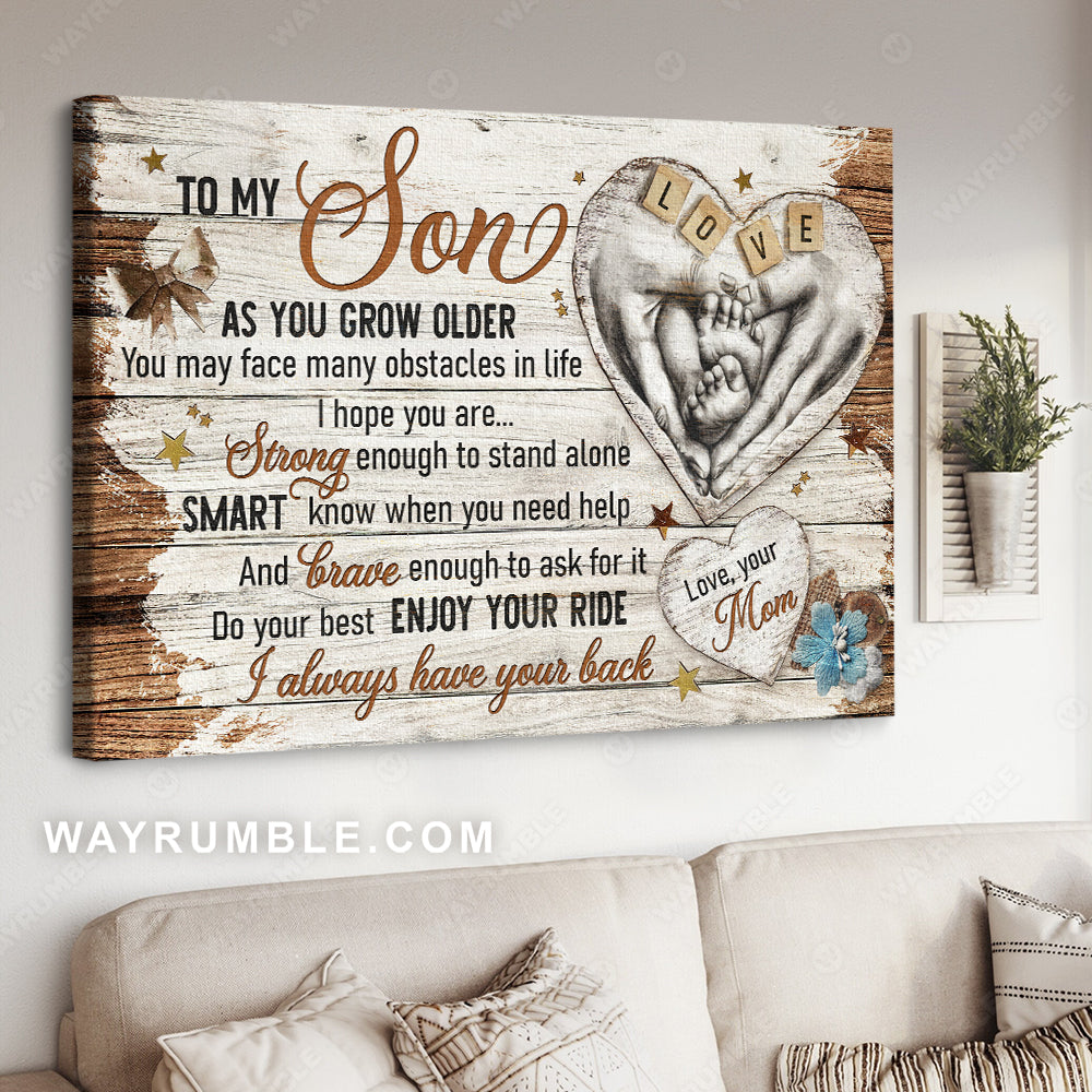 Mom to son, Mom hand, Baby feet - Family Landscape Canvas Prints, Wall Art