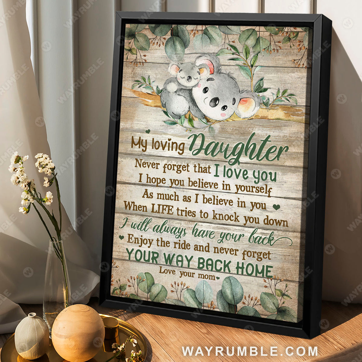 Mom to daughter, Koala drawing, Forest painting, Enjoy your ride and never forget your way back home - Family Portrait Canvas Prints, Wall Art