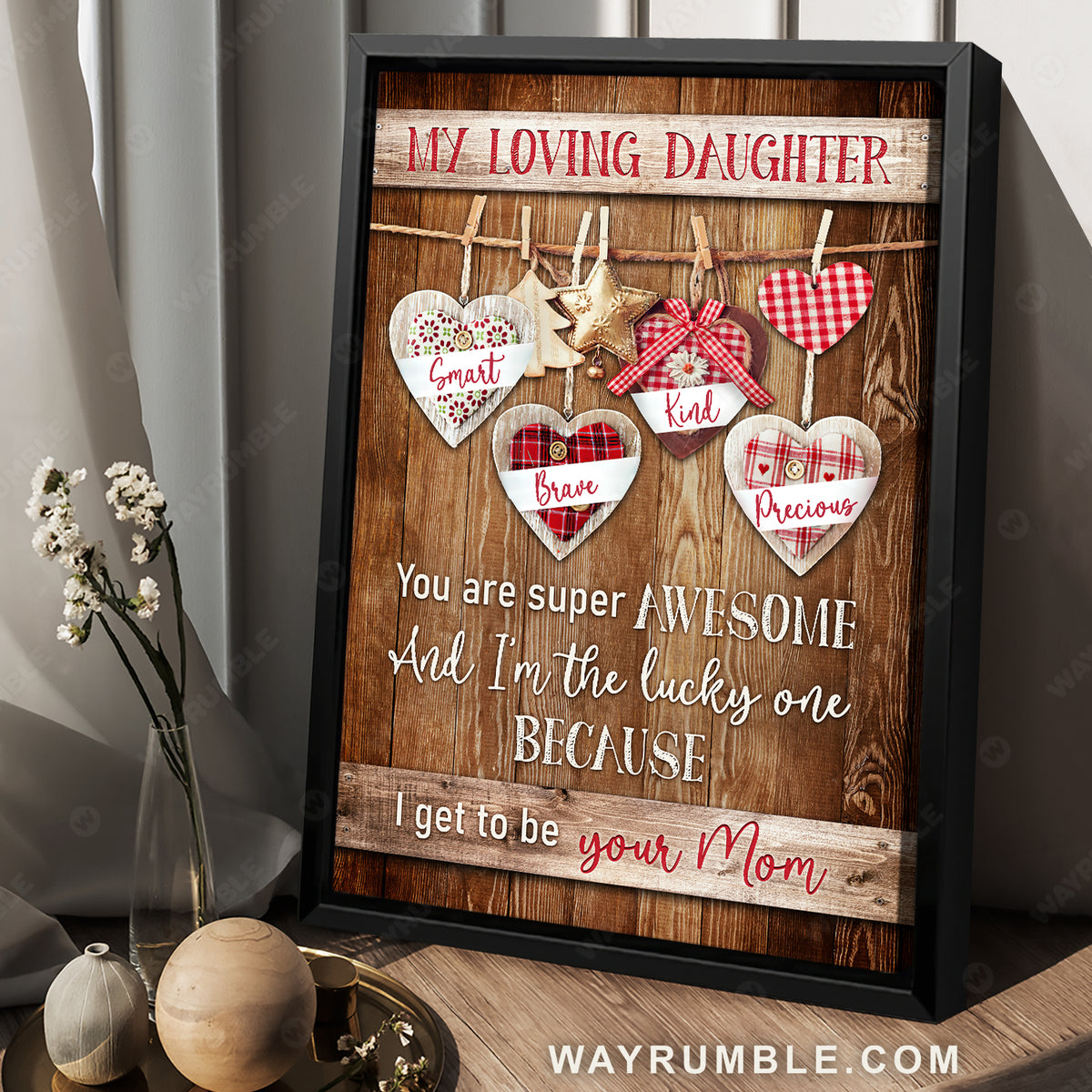 Mom to daughter, Heart drawings, You are super awesome, smart and precious - Family Portrait Canvas Prints, Wall Art