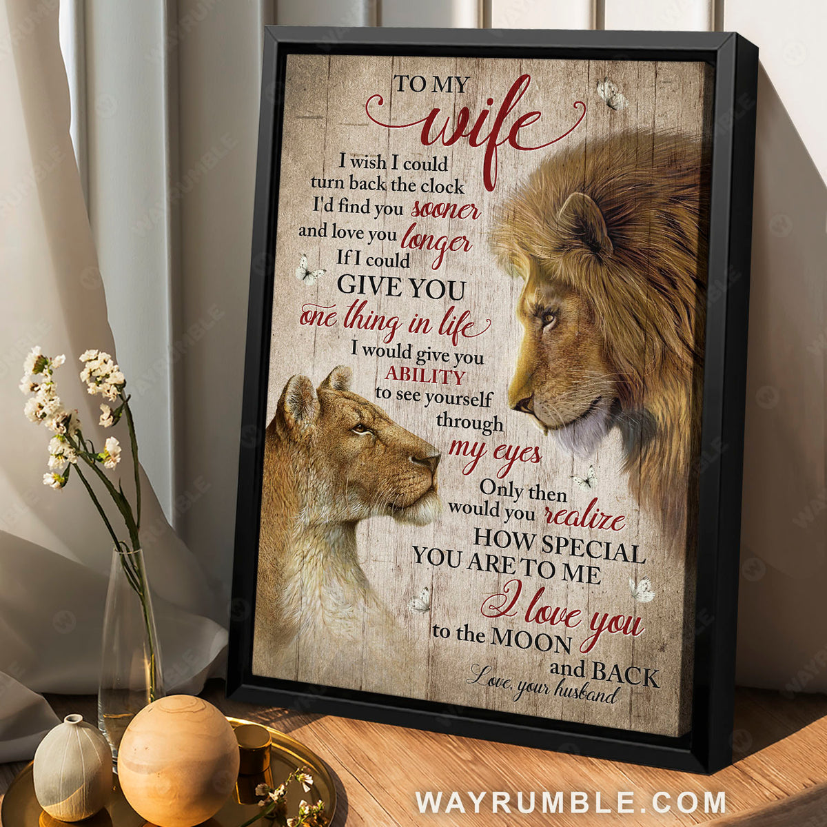 To my wife, Lion and lioness, White butterfly, How special you are to me - Family Portrait Canvas Prints, Wall Art