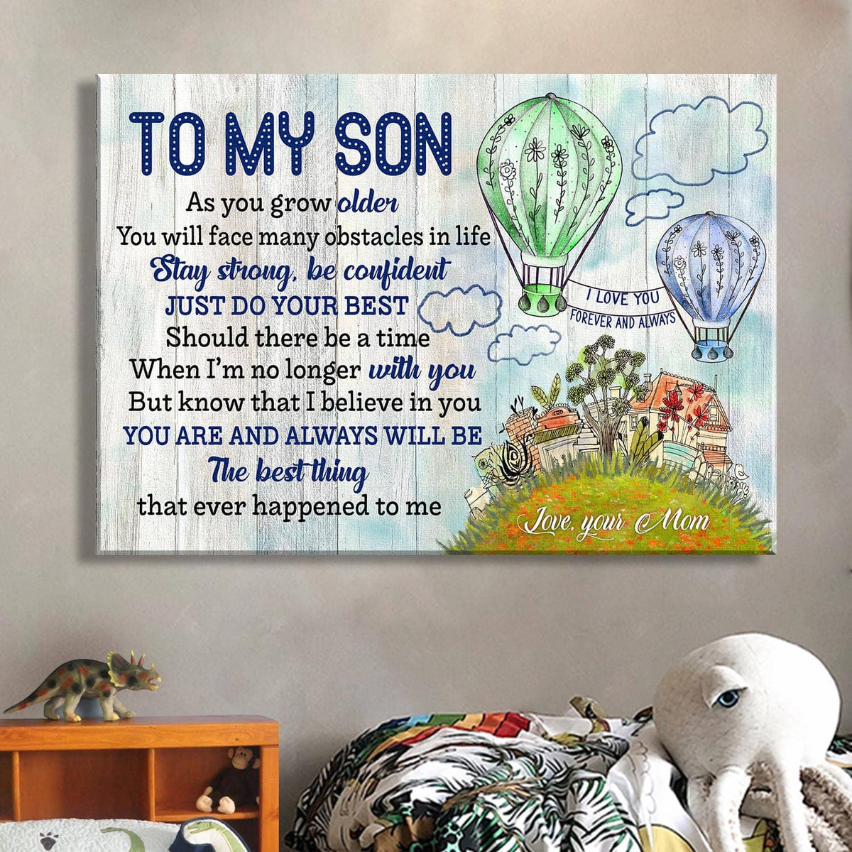 Mom to son, Hot Air Balloon, The Earth, You&#39;re the best thing that ever happened to me - Family Landscape Canvas Prints, Wall Art