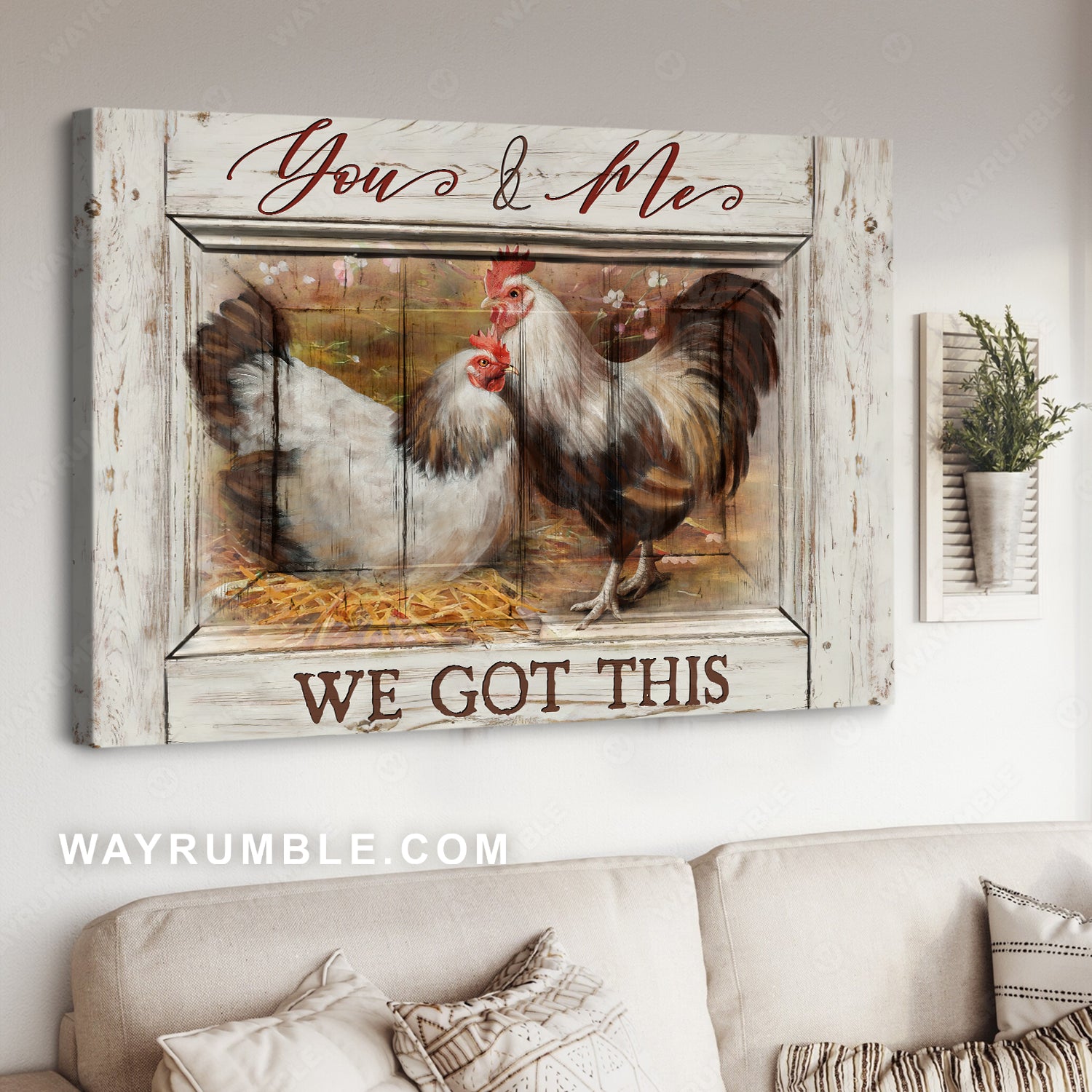 Male chicken, Female chicken, Farm life, You and me - Family Landscape Canvas Prints, Wall Art