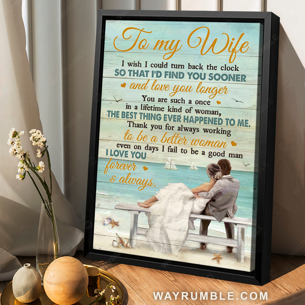 To my wife, Bride and groom, Wife and husband, Beach view - Family Portrait Canvas Prints, Wall Art