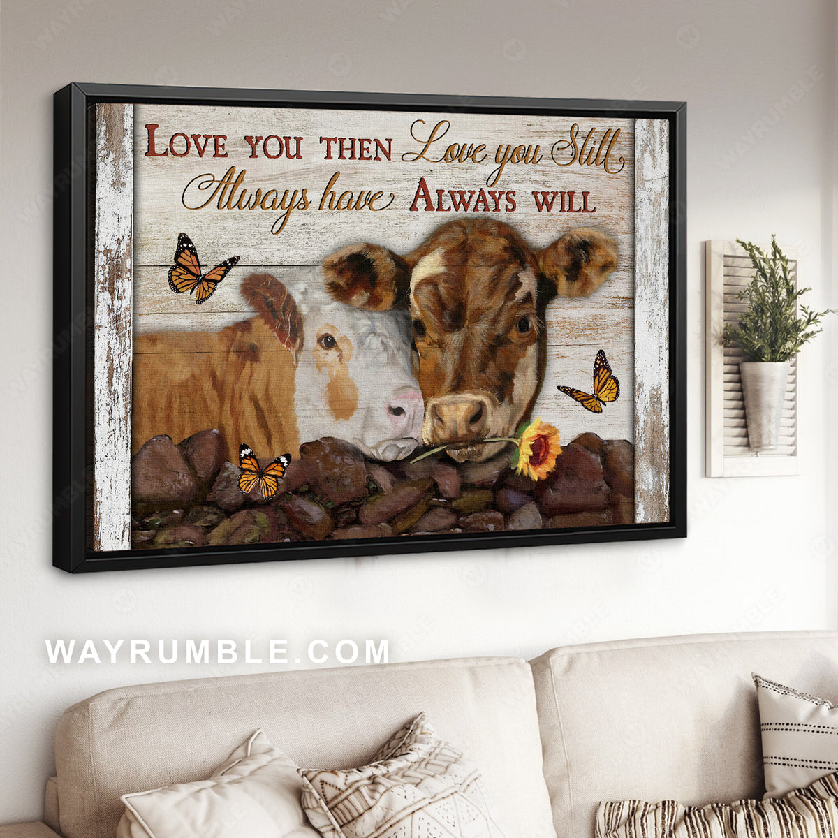 Dairy cows, Farm cattle, Monarch butterfly, Love you then - Family Landscape Canvas Prints, Wall Art