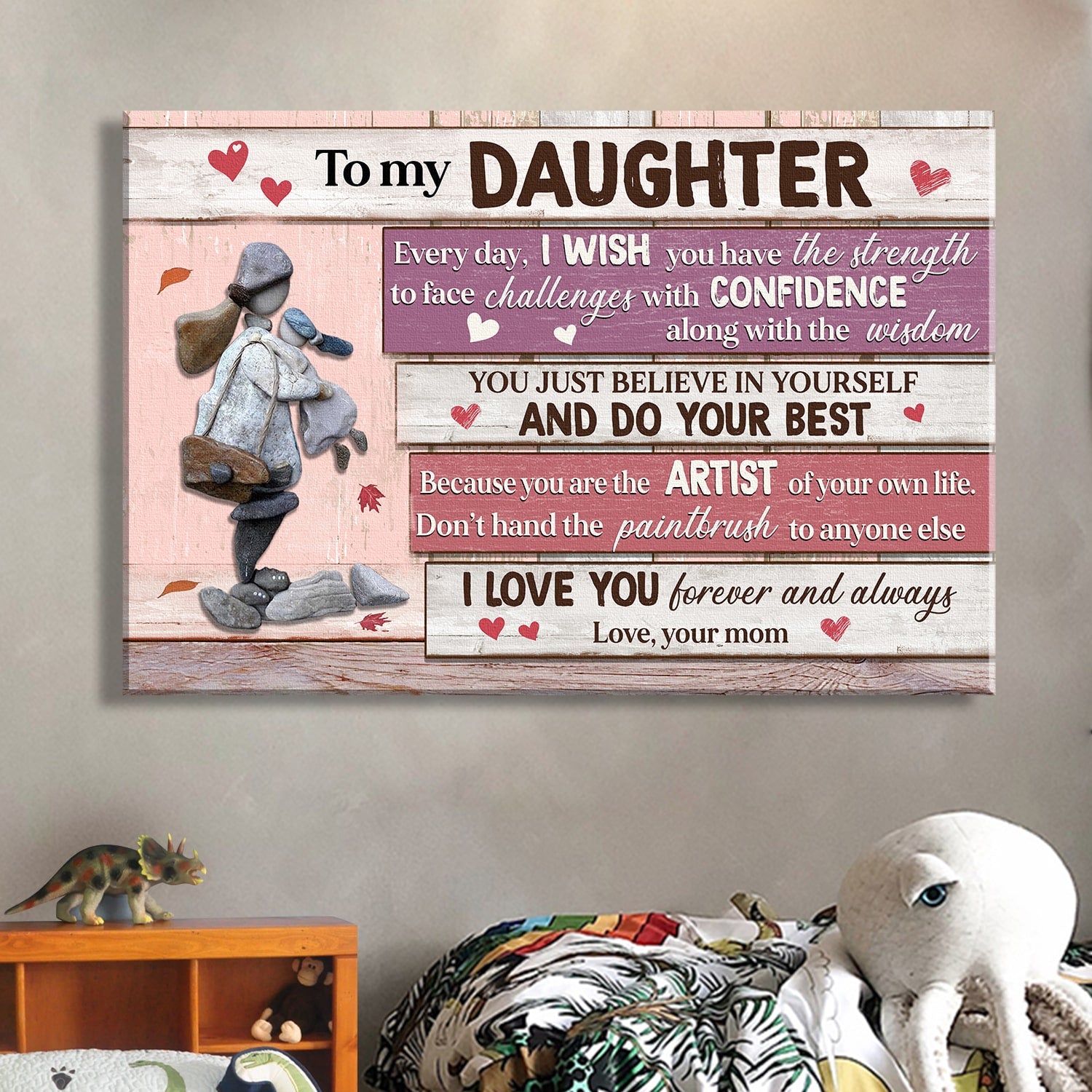 Mom to daughter, Family words - You're the artist of your life Family Landscape Canvas Prints, Wall Art