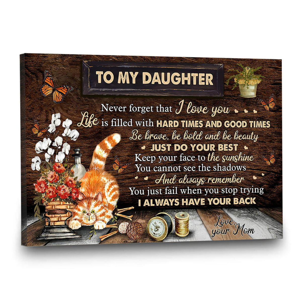 Mom to daughter - Cat - Keep your face to the sunshine - Family Landscape Canvas Prints, Wall Art