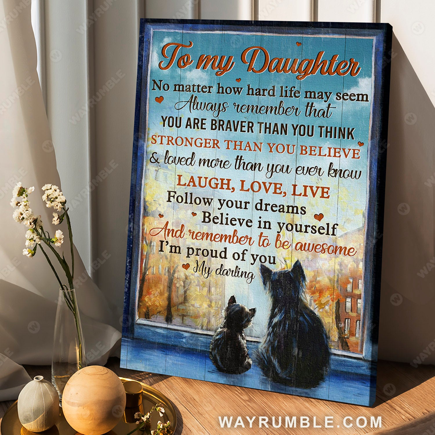 To my daughter, Cat family, You are braver than you think - Family Portrait Canvas Prints, Wall Art