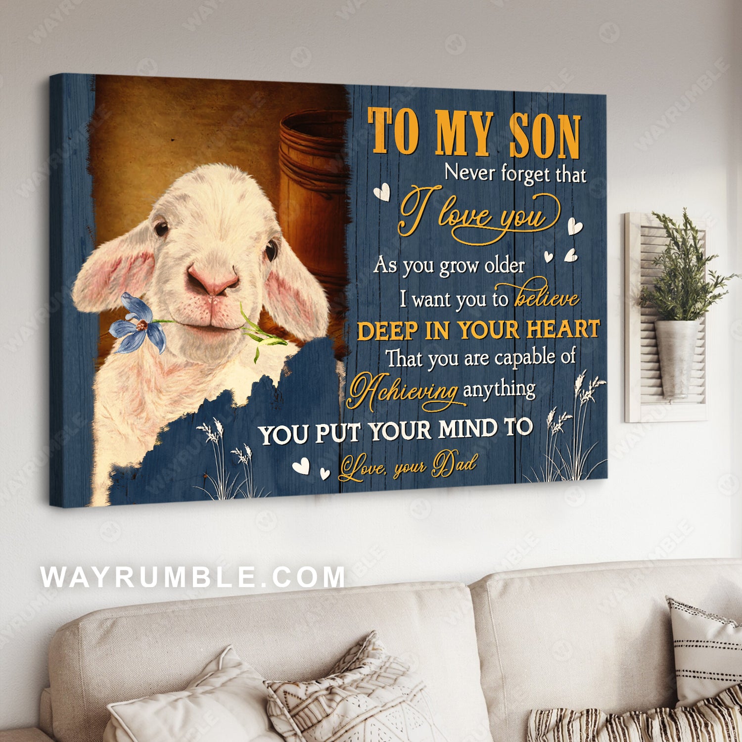 Dad to son, Lamb drawing, A warm house, Never forget that I love you - Family Landscape Canvas Prints, Wall Art