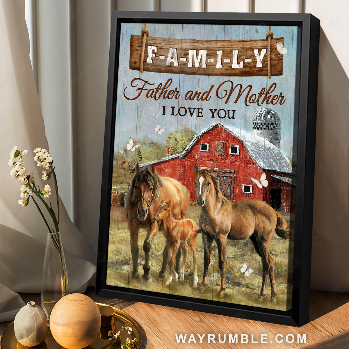 Horse farm, Farm animal, Storage house, Father mother I love you - Family Portrait Canvas Prints, Wall Art