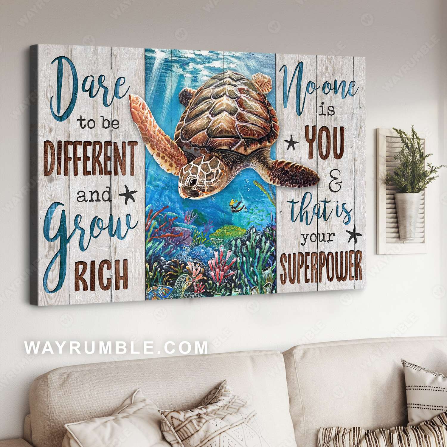 Sea turtle, Under the ocean, No one is you - Family Landscape Canvas Prints, Wall Art