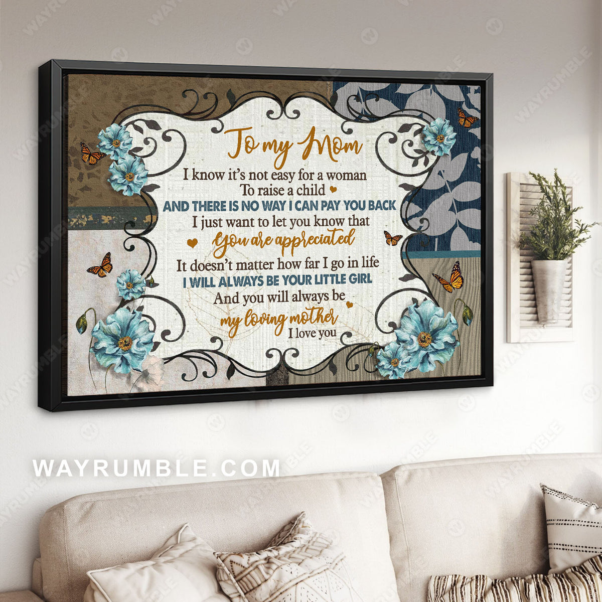 Daughter to mom, Vintage wallpaper, I will always be your little girl - Family Landscape Canvas Prints, Wall Art