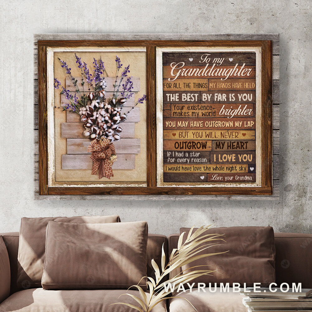 Grandma to granddaughter, Cotton flower, Lavender, I would have love the whole night sky - Family Landscape Canvas Prints, Wall Art
