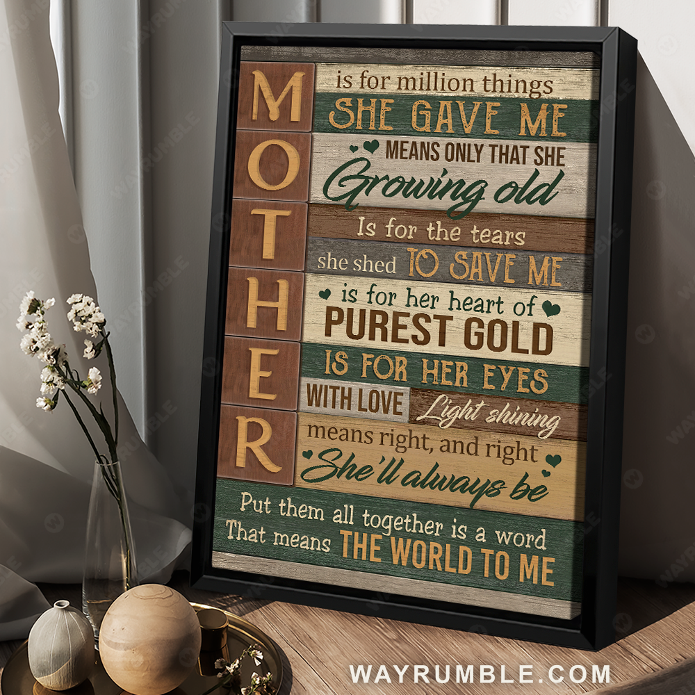 Daughter to mom, Gift for mother, That means the world to me - Family Portrait Canvas Prints, Wall Art