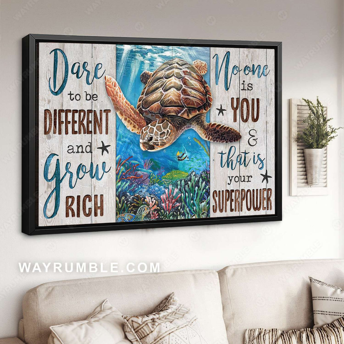Sea turtle, Under the ocean, No one is you - Family Landscape Canvas Prints, Wall Art
