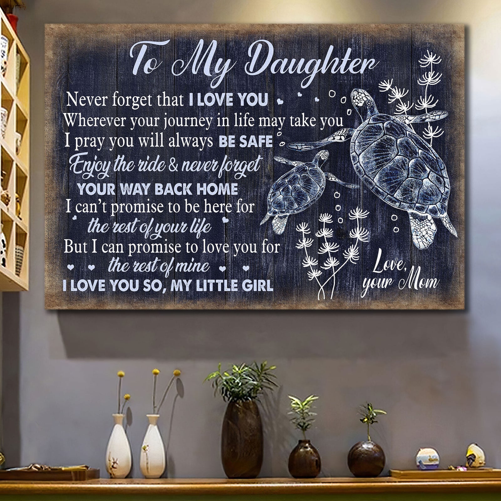 Mom to daughter, Turtle family, I promise to love you for the rest of my life - Family Landscape Canvas Prints, Wall Art