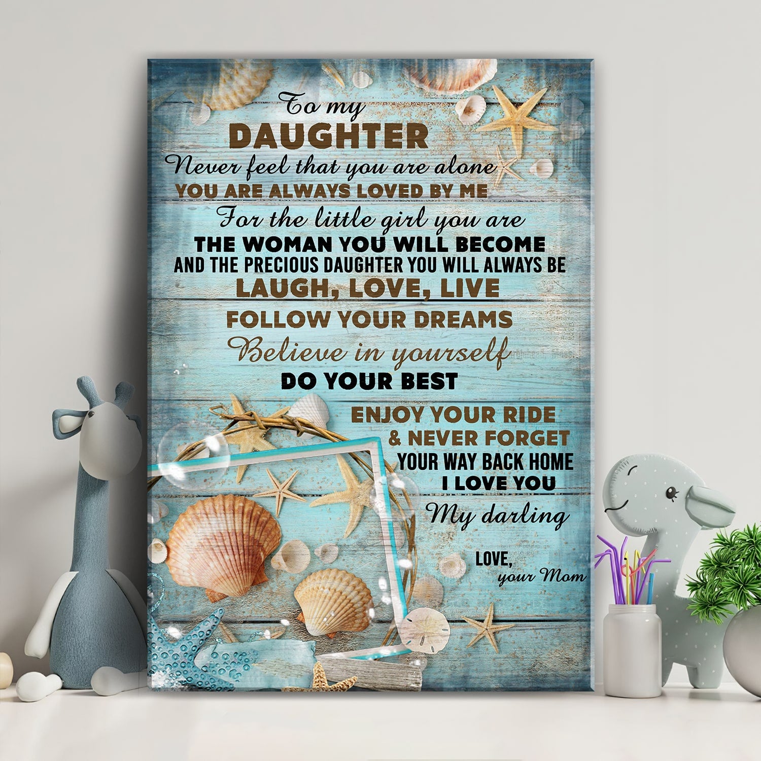 Mom to daughter, Seashell, Starfish, You are always loved by me - Family Portrait Canvas Prints, Wall Art