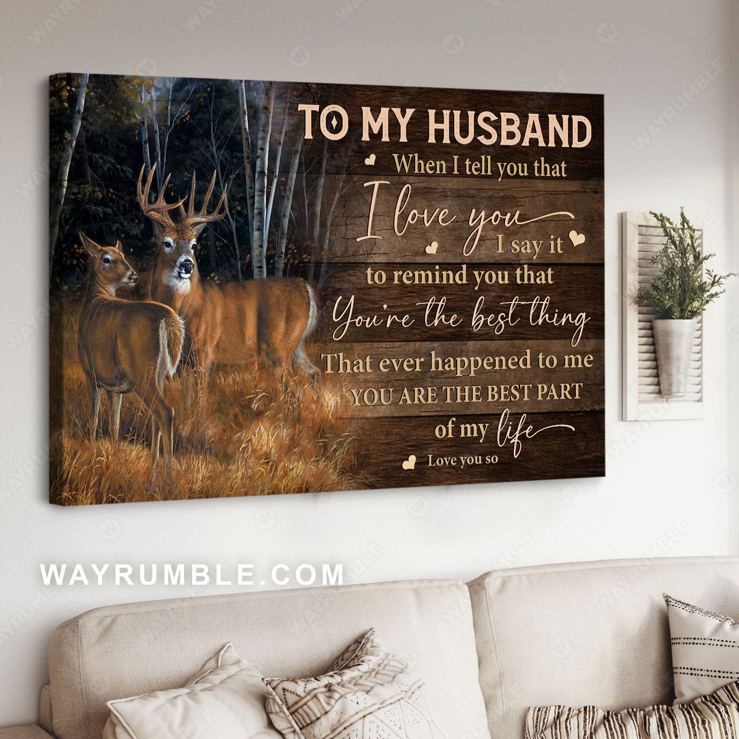 To my husband, Deer drawing, Deer couple, In the forest, you are the best part of my life - Couple Landscape Canvas Prints, Wall Art