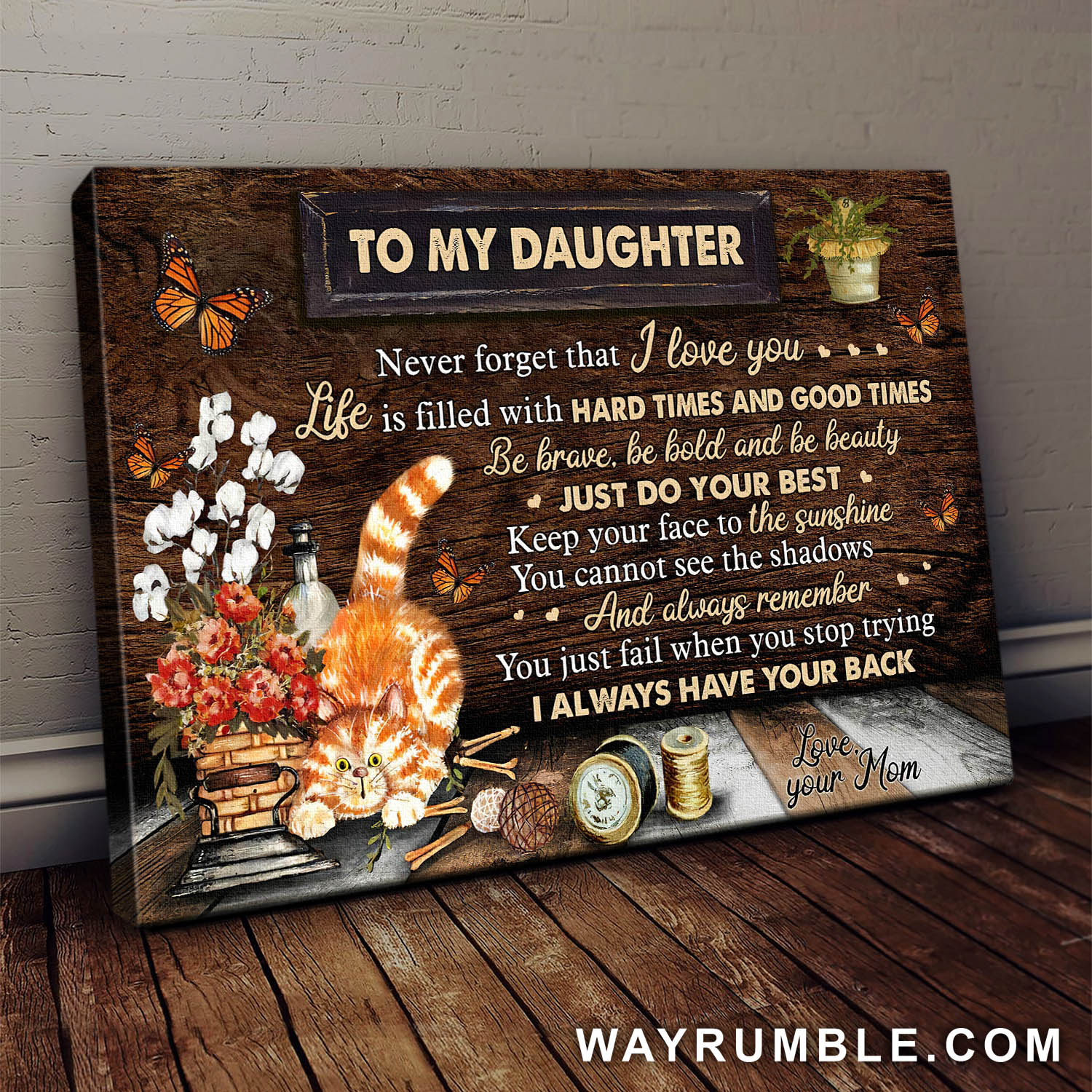 Mom to daughter, Cute Cat - Keep your face to the sunshine Family Landscape Canvas Prints, Wall Art