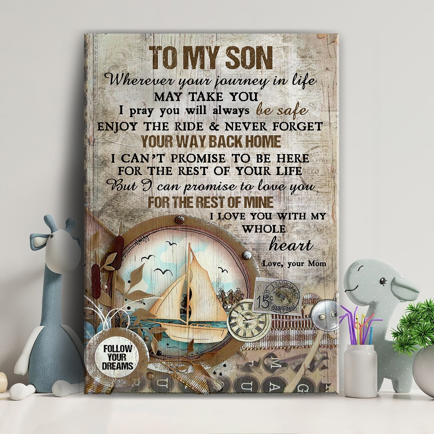 Mom to son, Sail boat, I can promise to love you for the rest of my life - Family Portrait Canvas Prints, Wall Art