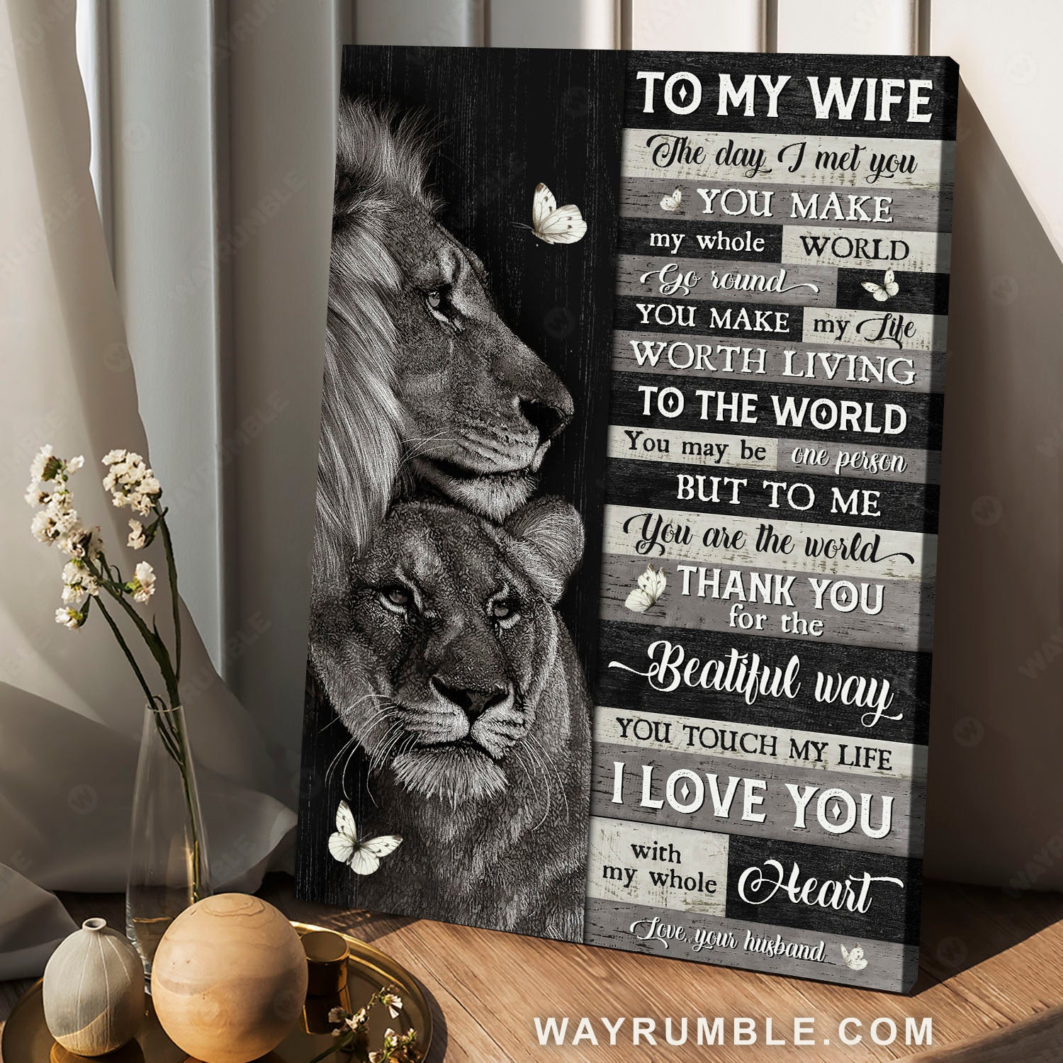 To my wife, Lion and lioness, Love letter, The day I met you - Family Portrait Canvas Prints, Wall Art