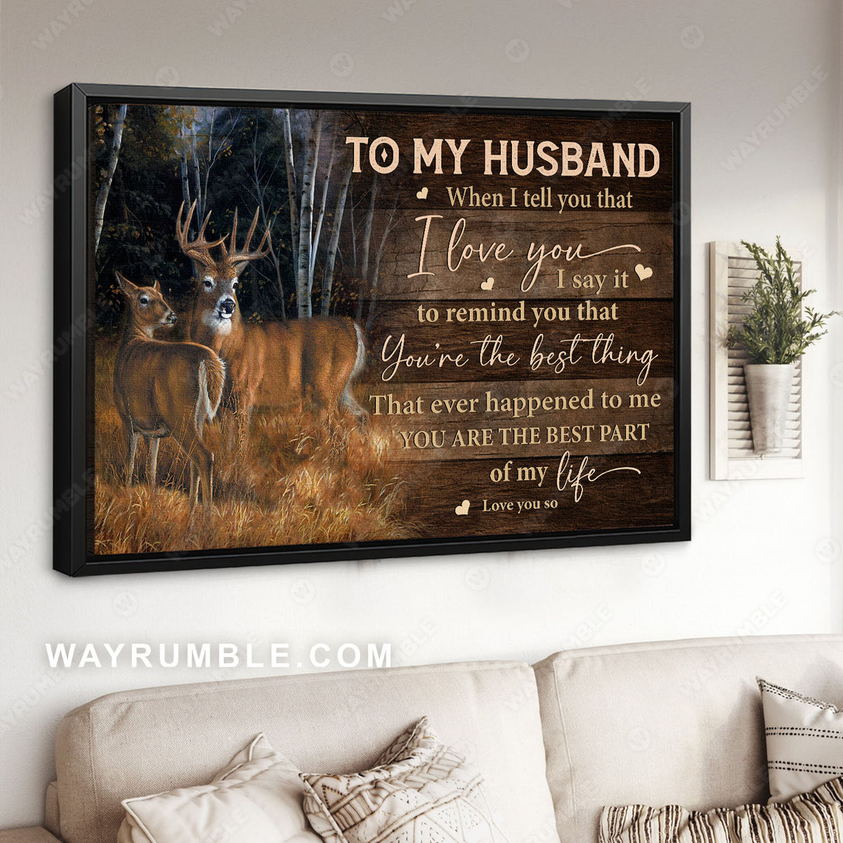 To my husband, Deer drawing, Deer couple, In the forest, you are the best part of my life - Couple Landscape Canvas Prints, Wall Art