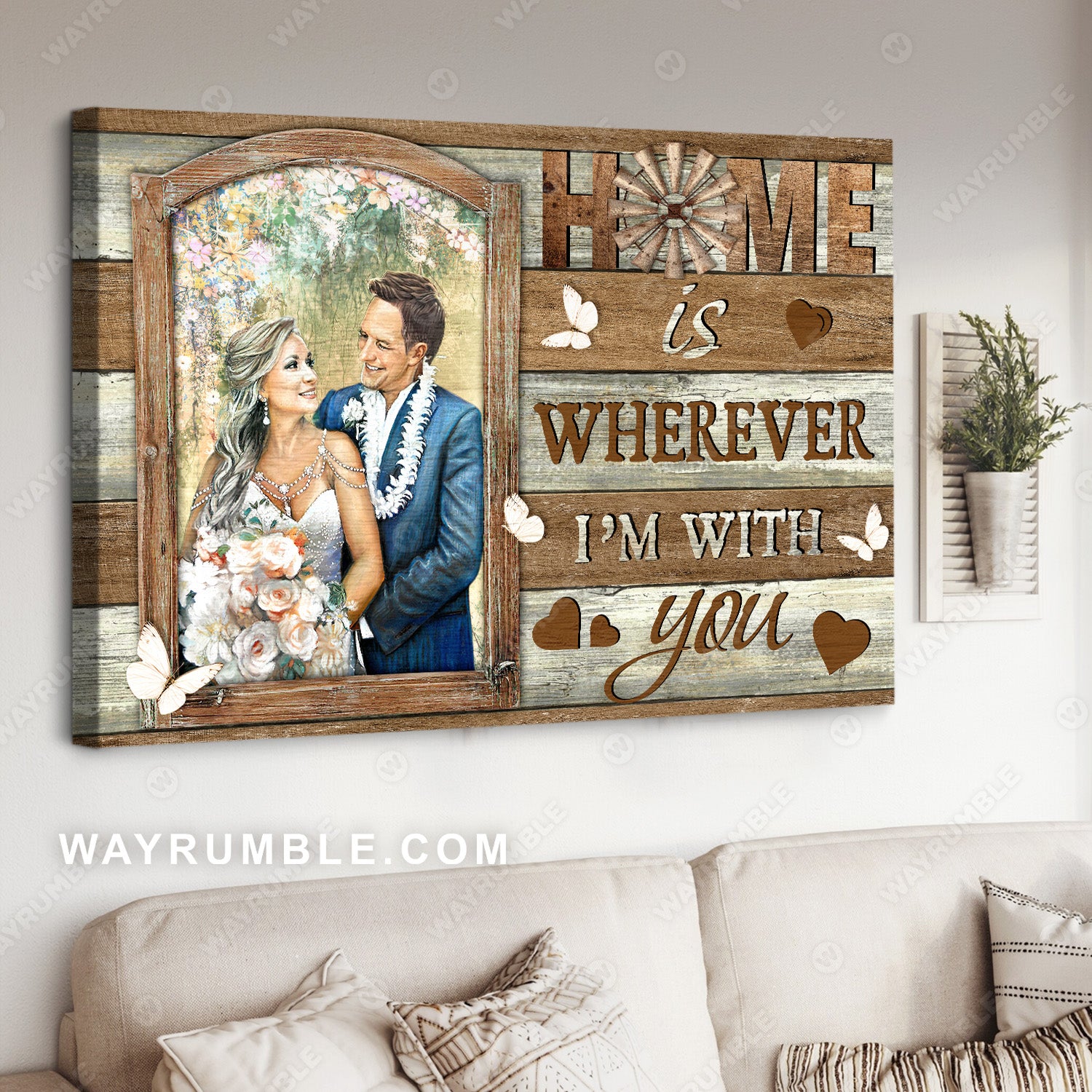 Happy wedding day, Pretty forest, Home is wherever I'm with you - Family Landscape Canvas Prints, Wall Art